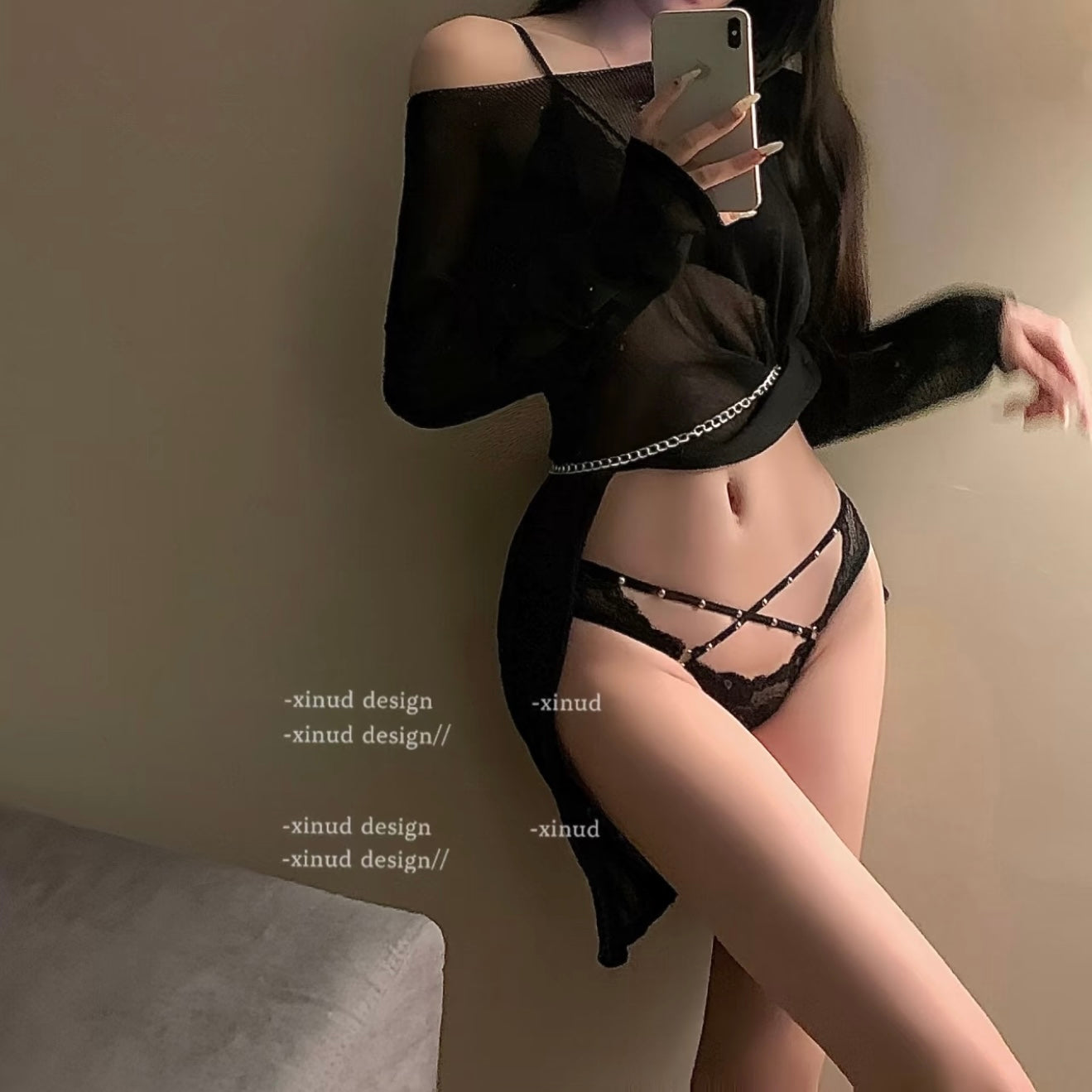 Original sexy style diamond studs cross sexy lace triangle panties